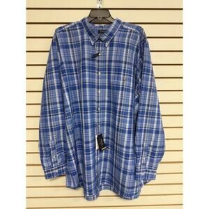 Polo Ralph Lauren Men's Size 4XLT Blue Plaid Performance Button Up Shirt Coolmax